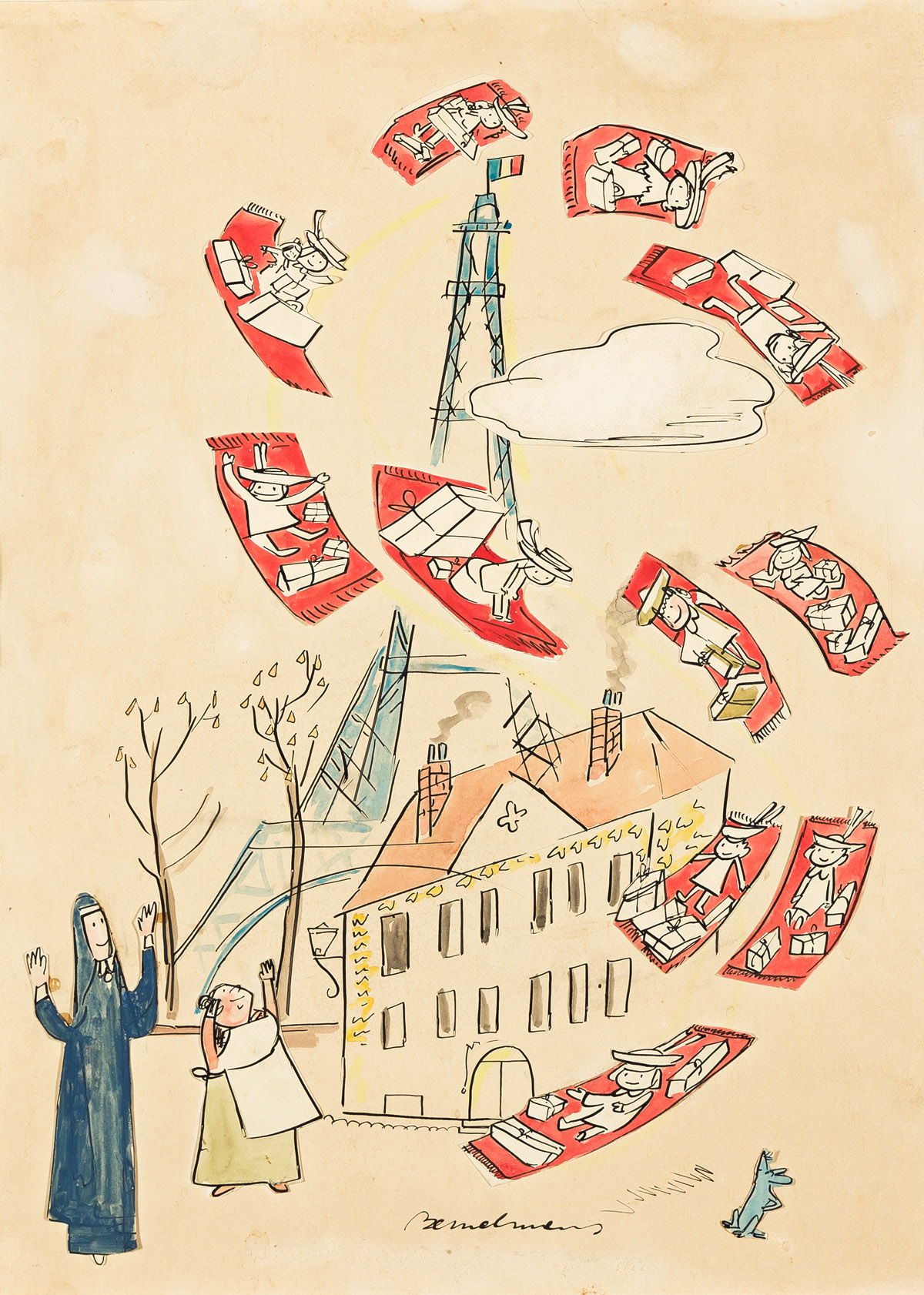 LUDWIG BEMELMANS (1898-1962) Miss Clavel again quite well. . . from Madelines Christmas.